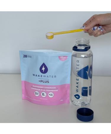 WakeWater Plus Energy Powder | Raspberry Lemonade | Vitamins and Electrolytes | Natural Green Tea Caffeine | No Sugar or Artificial Sweetener |140g (28 servings) - Buy Online on GoSupps.com