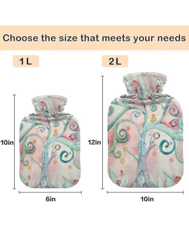 Naanle 2L Hot Water Bottle with Lid | Flower Tree of Life Design | Pain Relief & Warmth for Back Hands Feet & Neck Therapy - Buy Online on GoSupps.com
