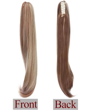 22" Claw On Ponytail Extensions Slightly Wavy Tails Clip In Hairpieces Long Curly Ponytail Synthetic For Women Ladies Light Brown & Ash Blonde - Buy Online on GoSupps.com