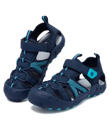Vtasq children sandals young girls beach shoes trekking summer sport outdoor sandals closed trekking sandals hiking sandals 30 EU blue