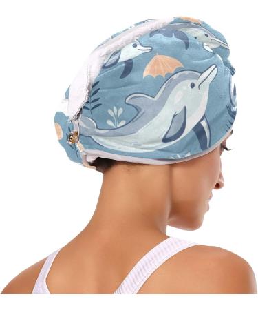 Super Absorbent Dolphins Hair Towel 2 Pack - Quick Dry Hair Turbans for Women & Girls - Buy Online on GoSupps.com
