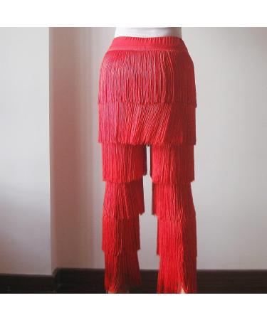 Whitewed Long Fringe Tassel Latin Salsa Ballroom Dance Pants Trousers Clothes 12-14 Red - Buy Online on GoSupps.com