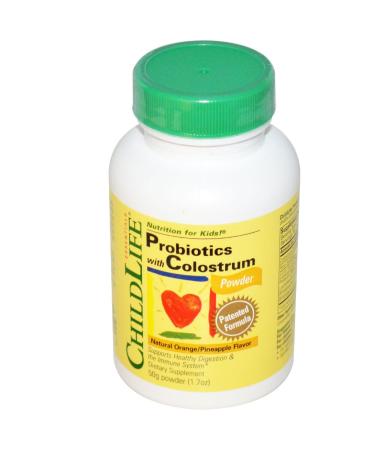 ChildLife Probiotics with Colostrum Powder Natural Orange/Pineapple Flavor 1.7 oz