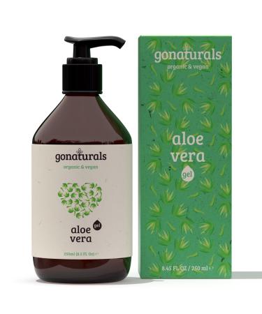 GONATURALS Pure Aloe Vera Gel For Face 250ml - Organic Aloe Vera Gel Rich in Vitamins A C E - Hydrating Aloe Vera Moisturiser - 100% Pure Aloe Vera Gel for Hair and Skin Care