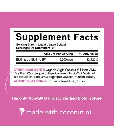 Sports Research Biotin 10000 mcg with Coconut Oil - 30 Veggie Softgels - Buy Online on GoSupps.com