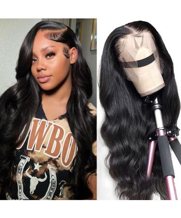 Body Wave Lace Front Wigs Human Hair Pre Plucked 13x4 HD Lace Frontal Wig with Baby Hair 150% Density Brazilian Virgin Human Hair Lace Front Wigs for Black Women Glueless Natural Black 22inch 22 Inch 13x4 Body Wave Lace ...