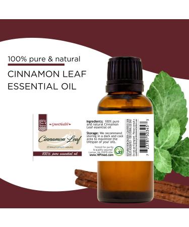 Cinnamon Leaf Essential Oil - 4 fl oz - Amber Glass Bottle w/Cap - GreenHealth - Buy Online on GoSupps.com