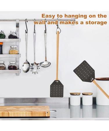 Heavy Duty Leather Fly Swatter Black with Bench Wood Handle 19.7" Length Fly Catcher and Insects Catcher with Ease - Buy Online on GoSupps.com