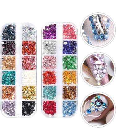 2 Boxes Nail Color Diamond Jewelry Nail Gems for Nail Art Manicure Diy Nail Decoration Kits Round Gems Studs Crystal Ab Rhinestones Manicures Ornament Confetti 3d Resin Flat Drill - Buy Online on GoSupps.com
