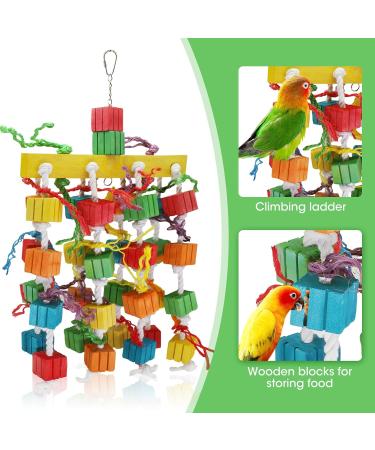 Mqupin Chewable Parrot Toys - Natural Wooden Block Foraging Toys for Budgies & Birds - 10 Inches Cage Hanging Climbing Toys - Buy Online on GoSupps.com