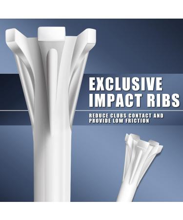 CHAMPKEY Original Plastic Golf Tees 100 Pack | 85 Driver Tees + 15 Iron/Hybrid Tees | Low Friction & Resistance | 3-1/4 White - Buy Online on GoSupps.com