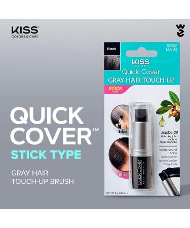 Kiss Quick Cover Gray Hair Touch Up Black Set - Moisturizing & Shine Brush + Stick Type - Buy Online on GoSupps.com