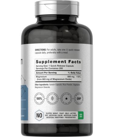 Horb ach Magnesium Oxide 865 mg | 200 Capsules | Non-GMO and Gluten Free Supplement 200 Count (Pack of 1) - Buy Online on GoSupps.com