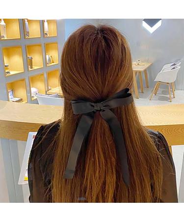 Inilbran Boho Silk Hair Bow Rope Scrunchies Black Silky Hair Band Hair Ties Vintage Elastic Hair Bands Ropes French Bowknot Ponytail Scrunchy Hair Ties Hair Accessories for Women and Girls Headdress - Buy Online on GoSupps.com