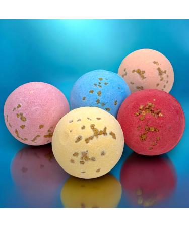 MIJOMA Luxury Bath Bombs 67g Set of 5 Bath Bombs - Lemon Mint Ocean Jasmine Sandalwood Grapefruit & Cranberry - Vegan Bath Fizzer - Buy Online on GoSupps.com