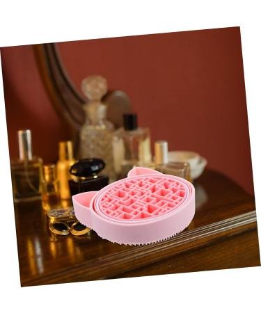 Buy 2-in-1 Makeup Brush Storage Box & Cleaner Mat - Cute Pink Silicone 11x11cm | Perfect for Sponge & Brush Care - Buy Online on GoSupps.com