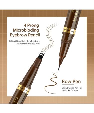 MAKI YIKA Microblading Eyebrow Pencil - Waterproof Dual-ended 4 Tip Brow Pen for Natural Hair-Like Eyebrows (A-Brown) | Shop Internationally - Buy Online on GoSupps.com