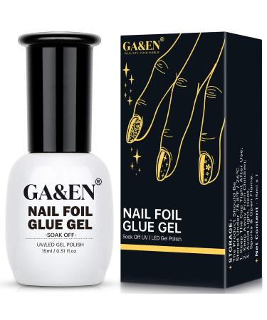 Nail Foil Glue Gel for Foil Art Stickers Strong Adhesion Nail Complete Transfer Metallic Floral Available 15mlx1 Bottles Soak Off LED LAMP Required Tips Festive Party Manicure DIY