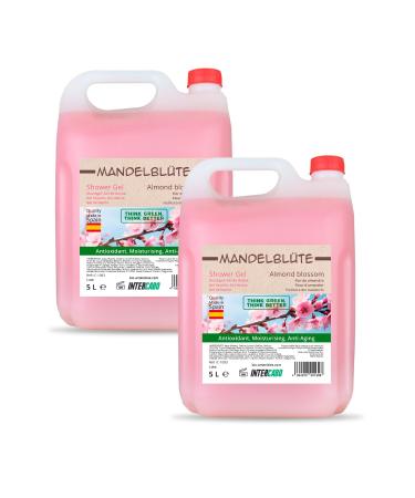 Intercabo Shower gel with almond blossom scent mild and nourishing formula 2 x 5 l canister ideal for hotels gyms spas professional moisturizing body gel