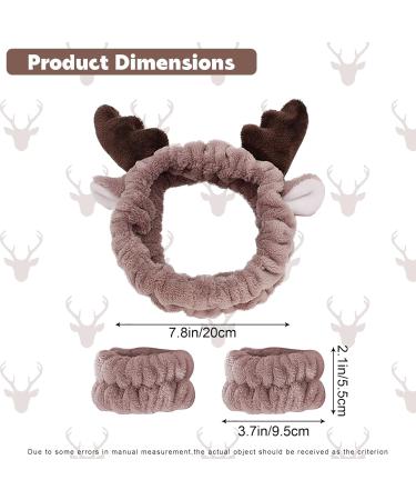 3 Pieces Face Headband and Wrist Straps Set for Washing Face Spa Cute Antler Makeup Headbands Soft Elastic Facial Care hairband Fluffy Headband Wristbands for Women Girls Shower Sports Makeup Bath One Size Coffee - Buy Online on GoSupps.com