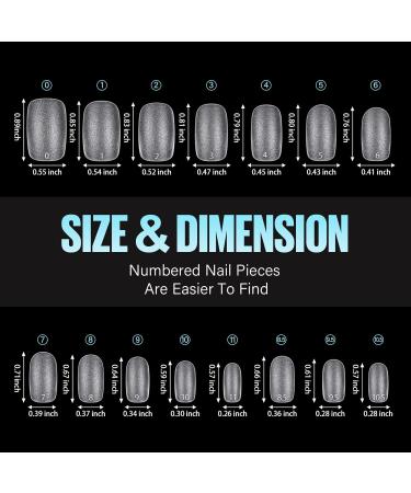 Tomicca Square Oval Short Nail Tips - 240 Pre-Shaped Gel & Acrylic Full Cover Tips | 12 Sizes - Perfect Half Matt Finish - Buy Online on GoSupps.com