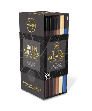 Green & Blacks Chocolate Gift Set, 85% Dark Chocolate, 70% Dark Chocolate, Milk Chocolate with Almonds & White Chocolate, 6 - 3.17 oz Organic Chocolate Bars