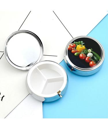 Travel Pill Box - 3 Compartment Tomato & Cucumber Design - Portable Medicine Case for Handbag & Pocket - Best Organizer for Traveling - Buy Online on GoSupps.com