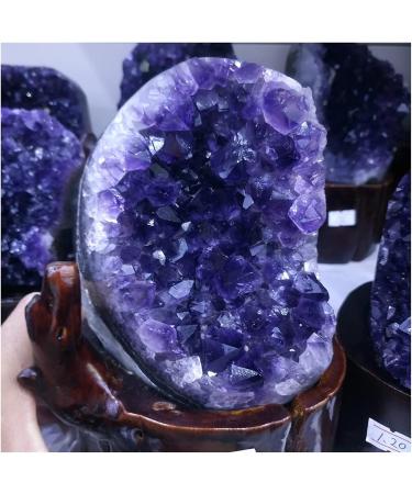 Amethyst Rough Stone 1.4kg Natural Purple Crystal Cluster Natural Uruguay Amethyst cave Decoration + Base - Buy Online on GoSupps.com