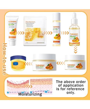 9 Pcs Turmeric Skincare Set with Moisturizing Facial Cleanser Toner Face Serum Facial Cream Eye Cream Travel Size Lip Balm and 3 Hydrating Face Sheet Masks Skin Care Set - Buy Online on GoSupps.com
