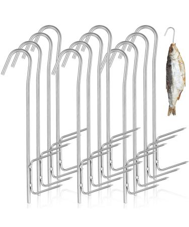Terrain cheating hooks 12 pieces of incense hook stainless steel incense hook H-shape 21cm silver professional to hang up smoked fish meat sausage etc silver - Buy Online on GoSupps.com