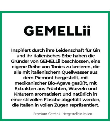 Gemellii Tonic Water with Bergamot - Natural Italian Mixer 4x200ml Bottles Sweetened with Agave Syrup Import Quality - Buy Online on GoSupps.com