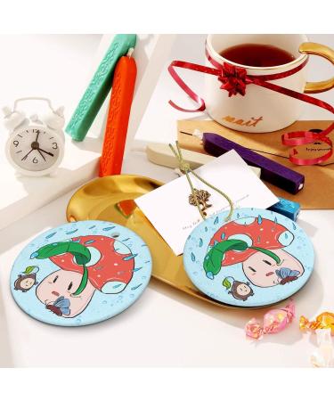 YYHHAOFA Sunflower Seeds and Mushroom Picture Christmas Ceramic Round Pendant Decoration - Festive Hanging Ornament for Stores and Homes -2.9 in - Buy Online on GoSupps.com