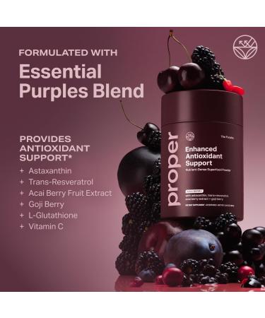 Proper The Purples Nutrient-Dense Superfood Powder - Antioxidant Supplement and Cellular Support Acai Amla Blueberry Vitamin C B Vitamins & More - Enhanced with Prebiotic Fiber & Probiotics - Buy Online on GoSupps.com