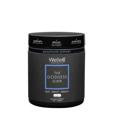 WelleCo The Goddess Elixir Menopause Supplement Hormone Balance for Women Supports Perimenopause and Post Menopause Helps Night Sweats Hot Flashes with Vitex B Vitamins Red Clover 60 Capsules