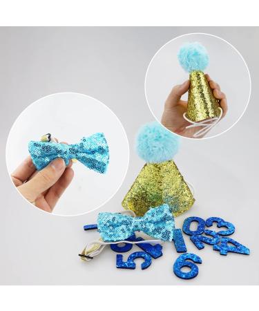 Dog Birthday Hat Pet Birthday Hat Kit with Bow Tie Collar and Blue Number Reusable Dog Cats Birthday Cap for Pet Puppy Cat Birthday Party Decorations Pet Costumes Headwear Accessories (Blue) - Buy Online on GoSupps.com