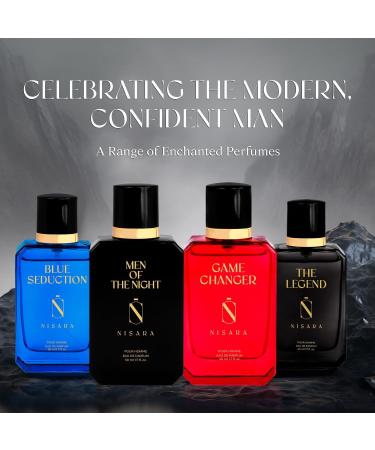 Nisara Blue Seduction Perfume For Men 50 ml | Long Lasting Eau De Parfum | Premium Perfume | Fresh-Aqua Aromatic Fougre Amber Fragrance | With Lemon Green Apple Patchouli| EDP Scent for men - Buy Online on GoSupps.com