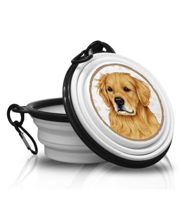GOLDEN Retriever - Foldable portable drinking bowl with carabiner for on the go. Food bowl pet bowl. Handy and unique.