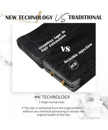 Moresoo Virgin Tape-In Extensions | Real Hair Remy Tapes | Invisible Adhesive Extensions | 5 Pieces 55 cm #1 - Buy Online on GoSupps.com