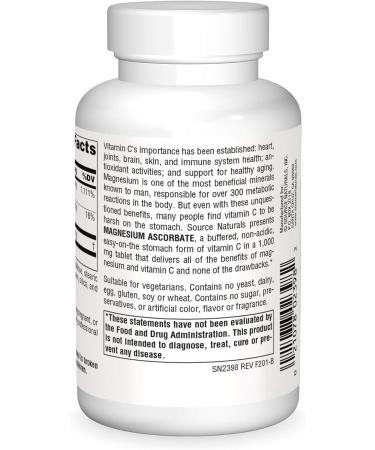 Source Naturals Magnesium Ascorbate 1000mg - 60 Tablets - 60 Count - Buy Online on GoSupps.com