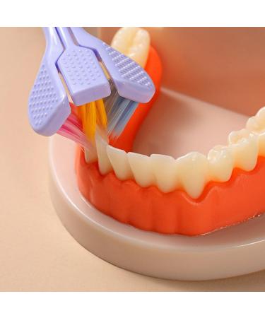 3-Sided Toothbrush for Autism - V-Shaped Soft Bristles Non-Slip 3-Piece Set in Purple - Buy Online on GoSupps.com