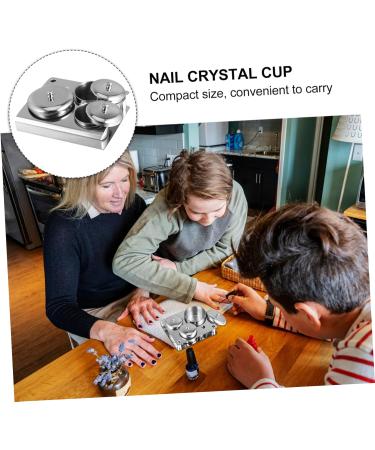 FRCOLOR 9 Pieces Nail Art Crystal Cup Nail Tools Manicure Tools Container Stainless Steel Mini Nail Cup Nail Powder Cup Stainless Steel Container Three Piece Suit Crystal Glass - Buy Online on GoSupps.com