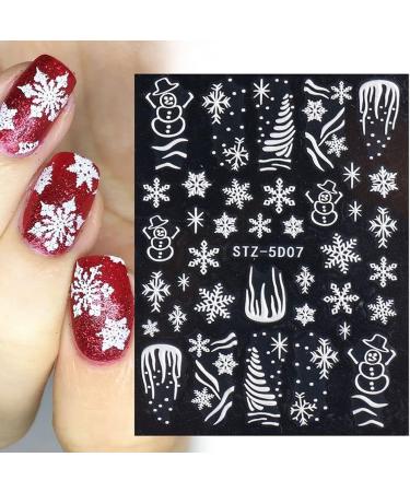 Nail Art Decorations Charms Flower Year Design Winter Nail Sticker 5D Embossed Snowflakes Christmas(5D-02) - Buy Online on GoSupps.com
