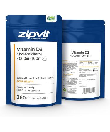 High Strength Vitamin D3 4000iu 360 Tablets | Bone & Muscle Health Support | 1 Year Supply | Vegetarian Approved & Eco-Friendly - Buy Online on GoSupps.com