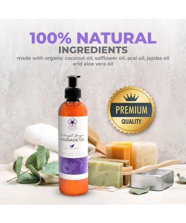 Luxurious Therapeutic Body Massage Oil - Soothes Sore Muscles & Relieves Stiffness - 8oz USA Made with Safflower & Organic Coconut Oils Infused with Acai Berry for Anti-Cellulite - Buy Online on GoSupps.com
