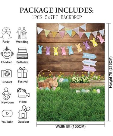 Durable 5x7ft Spring Easter Photography Backdrop with Rabbit, Eggs, and Flowers - Bunny Flag Portrait Photo Booth Props - Buy Online on GoSupps.com