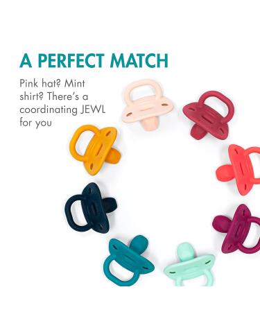 Boon JEWL Biometric Silicone Baby Pacifier - Blue - 3+ Months - Orthodontic Soothing Pacifiers - 2 Count - Buy Online on GoSupps.com