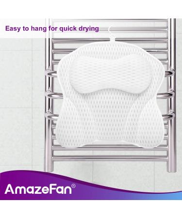 AmazeFan Luxury Bath Pillow with 4D Air Mesh Technology - Ergonomic Spa Pillow for Head, Back, Shoulder, and Neck Support - 6 Suction Cups - Fits All Bathtubs, Hot Tubs, and Home Spas (US Patent) - Buy Online on GoSupps.com