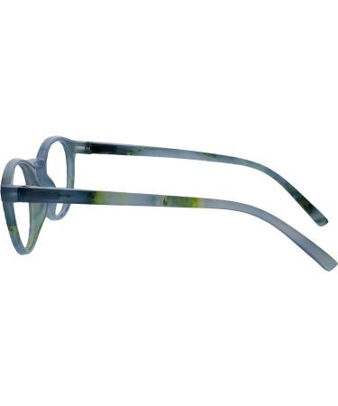 Opulize Zen Reading Glasses | Round Frame | Spring Hinges | Scratch Resistant | Turquoise Blue Pattern | Unisex | +1.00 Magnification - Buy Online on GoSupps.com