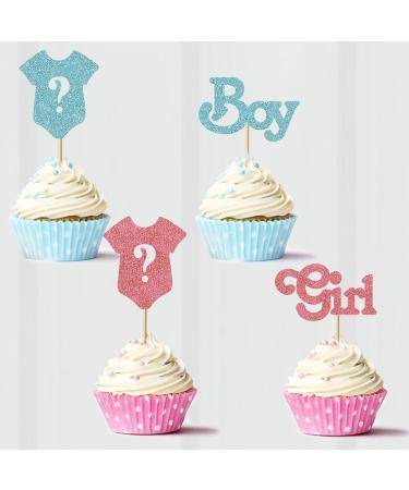 24Pcs Gender Reveal Cupcake Toppers Boy or Girl Glitter Cupcake Picks Kids Birthday Party Decors Baby Shower Party Decoration Supplies B-boy Or Girl - Buy Online on GoSupps.com