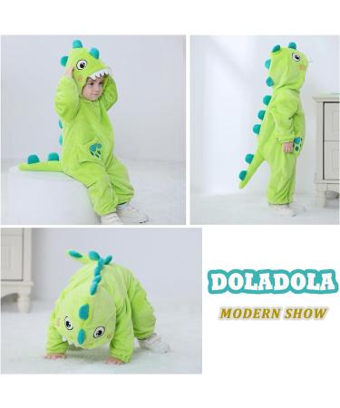 Doladola Unisex Baby Romper Jumpsuit | Hooded Cartoon Sleepsuit | Emerald Green Shark | 0-3 Months - Buy Online on GoSupps.com